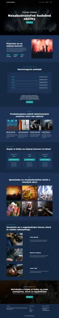 Stránka pre hudobnú skupinu – koncerty a fotky