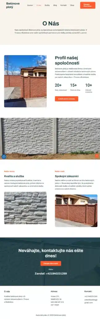 Betonové ploty – firemná stránka pre výrobcu a montážnika plotov 2 Betónové oplotenie – web pre stavebnú firmu